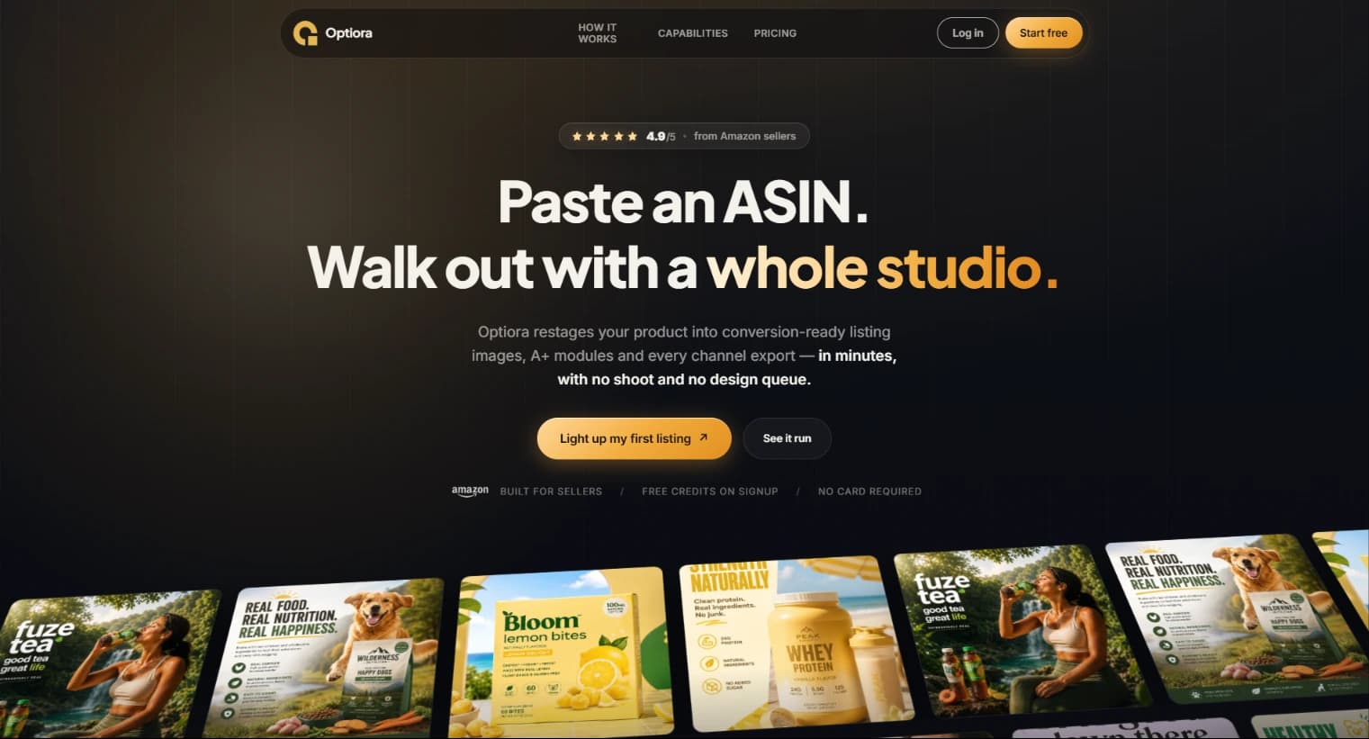 The Optiora workspace, generating marketplace product content